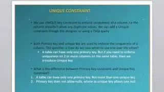 SQL Constraints ----- UNIQUE Constraint