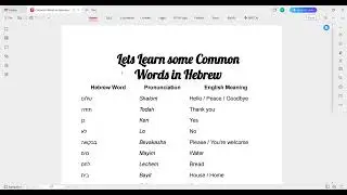 Common Words | Hebrew | English