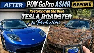 POV GoPro ASMR &mdash; Restoring an Old Blue Tesla Roadster to Perfection