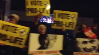 Protestors outside Fine Gael ard fheis in south court hotel in limerick