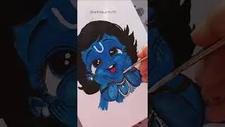 How to colour cutest Krishna drawing ✨🤞#art #drawing 