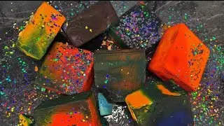 Dyed Multi Coloured Vibrant Block Gym Chalk Compilation @CrunchyCrumbles_ASMR