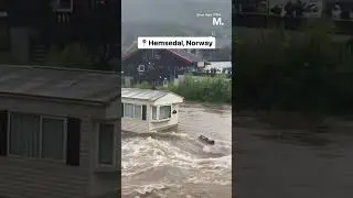 Raging Flood Waters Crush Home and Camper Against Bridge