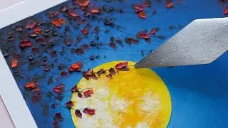 Oil Pastel Drawing - Full Moon | Easy Textured art
