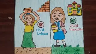 World Day Against Child Labour/stop Child labour poster drawing /Stop child labour start education