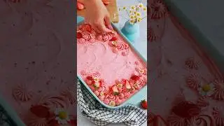 Made my fave strawberry layer cake recipe as a sheet cake and 🤩 recipe at sugarandsparrow.com #cake