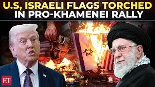 Pro-Khamenei protesters torch US, Israeli flags, blame Trump, Bibi for inciting violence in Iran