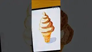 Vanilla and Chocolate Ice Cream 🍦 #procreate #shorts #art #watercolor