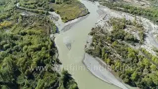 Flying over the Indus river in Leh , Ladakh