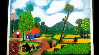 Indian farm scene in Acrylic paint | easy painting for beginners | Nature | Lovely arts studio