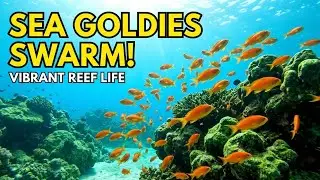 Stunning Underwater Footage: Orange Sea Goldies in Action Near Coral Reef
