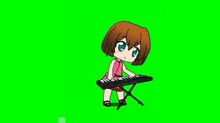 girl plays the piano green screen chroma