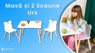 Masuta copii cu scaunele Ursulet, Suporto, Masa si scaune din MDF, Utilizari multiple