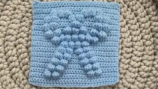 Tuto granny en noeud papillon popcorn pour couverture bébé