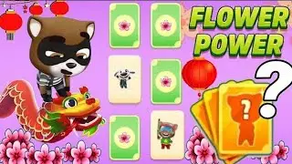 Talking Tom Gold Run Flower Power event Lucky Card Splash Tom & Deputy Hank vs Roy Raccoon Gameplay