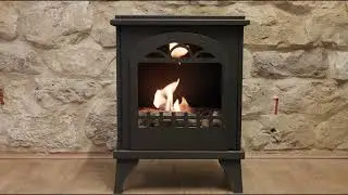 Fire against stone wall