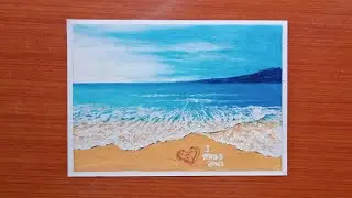 Beautiful beach oil pastel scenery || drawing for beginners / Art with abhay
