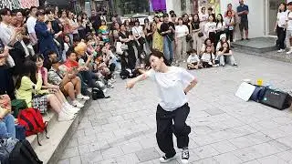 [STREET ARTIST] YU KAGAWA, HYOJIN & YOUNGWON. INTERACTIVE HONGDAE BUSKING. 230625.