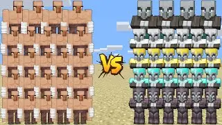 VILLAGERS ARMY VS ALL PILLAGER - RAID FAMILY AND VILLAGE BOSSES | MINECRAFT BATTLE