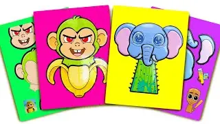 Hydrosol Hand Stickers!Colorful Cartoon Monkey&Elephant Stickers |Healing Pure Music Collage Moments
