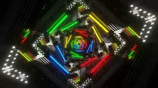 Neon Tunnel Rainbow Hexagon Pattern 4K Loop