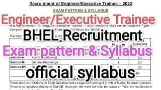 BHEL Engineer/Executive Trainee 2022 exam pattern and syllabus | BHEL exam pattern and syllabus
