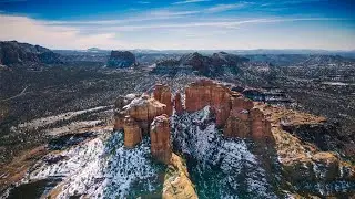 DJI mini 3pro - Soaring over Snowcapped Cathedral Rock.