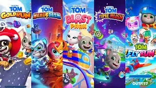 Talking Tom Hero Dash Vs Tom Gold Run Vs Tom Blast Park Vs Tom Time Rush Vs Tom Fly - Bosses Battle 