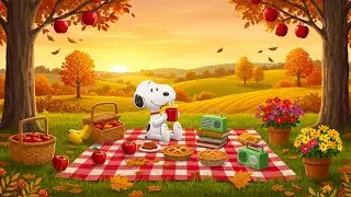 Chilling Autumn with Snoopy 🍂☕ | Relaxing Jazz Music for Study, Work & Fall Vibes