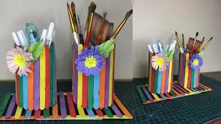 DIY Pen Holder with Popsicle Sticks | Easy & Creative Desk Organizer Idea for Students and Crafters
