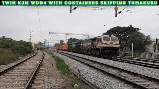 KJM WDG4 Twins with CONTAINERS Skipping Tumakuru from pf 2 at High Speed Twds SBC 🔥