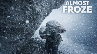 I Almost Froze to Death in a Snowstorm (Rock Shelter Survival)