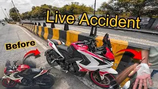 😭RS200 Crash 💥 Road Accident Live🚨 Sab Kuch Camera Me Record 🎦