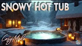 Cozy Winter Hot Tub Ambience ♨️ Snowy Forest Lodge, Bubbling Water & Wind | Relaxing Nature Sounds