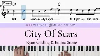 City of Stars - Ryan Gosling & Emma Stone | Piano Tutorial (EASY) | WITH Music Sheet | JCMS
