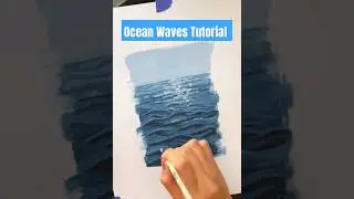 How To Paint OCEAN WAVES - Acrylic Painting Tutorial #shorts #acrylicpainting #paintingtutorial