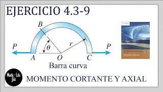FUERZA AXIAL CORTANTE Y MOMENTO FLECTOR EN VIGA CURVA | MEC&Aacute;NICA DE MATERIALES 4.3-9 JAMES GERE