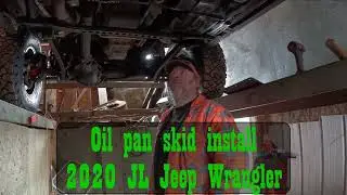 Installing an oil pan skid plate on a 2020 Jeep Wrangler JL