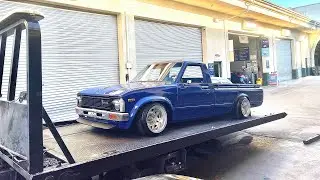 STANCED TOYOTA MINI TRUCK OFF TO THE SHOP!!!