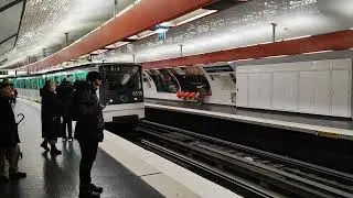 Arriv&eacute;e d'une Rame MP73 en station Denfert-Rochereau sur la ligne 6 du M&eacute;tro de Paris IDFM RATP