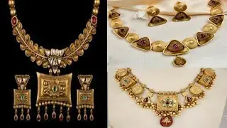 Latest elegant gold temple short haram design and collection for special occasions