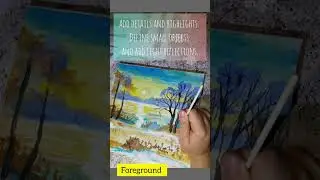 How to paint a river morning with acrylic paints