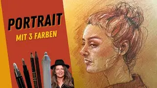 Portr&auml;t zeichnen mit 3 Farben &ndash; Tonpapier, Polychromos & Kreide-Technik erkl&auml;rt✍️🎨🧑&zwj;🎨Tutorial #kunst
