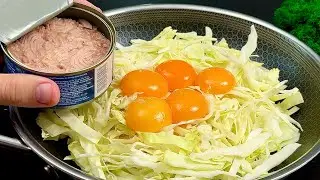 Cabbage with canned tuna is tastier than meat! Simple cabbage recipe!❗️