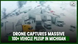Drone Captures Massive 100+ Vehicle Pileup in Michigan | Pakistan Observer