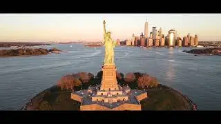 Statue of Liberty in 4K 🗽 AI-drone view over New York City ✨ Epic aerial vibes!