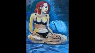 Girl on Blue Sheets: Oil Painting by Paul Cumes