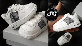 How to put Dior fabric on custom Nike Air Force 1 Toddler shoes