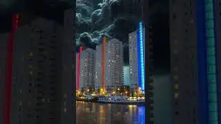 City Stormscape: Immerse in Lightning, Hard Rain, and Dark Clouds in Rotterdam for Sleeping