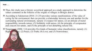 Vinsca Sabrina - Humanical Values And Enviromental Values In The Folklore At The Region Bringin